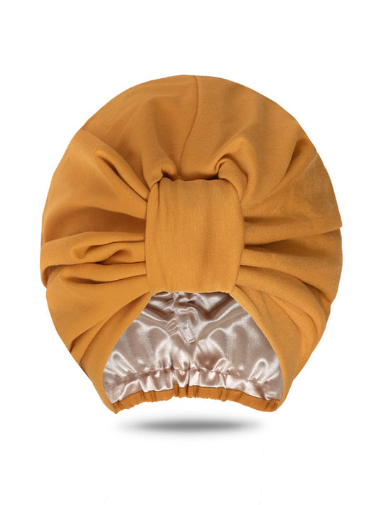 Mustard Yellow Head Wrap with satin lining for women