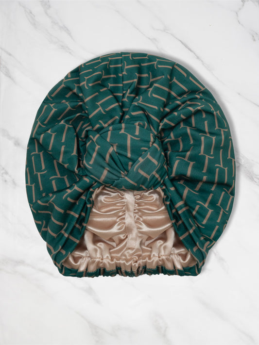 Emerald LT Monogram Top Knot Turban Hat