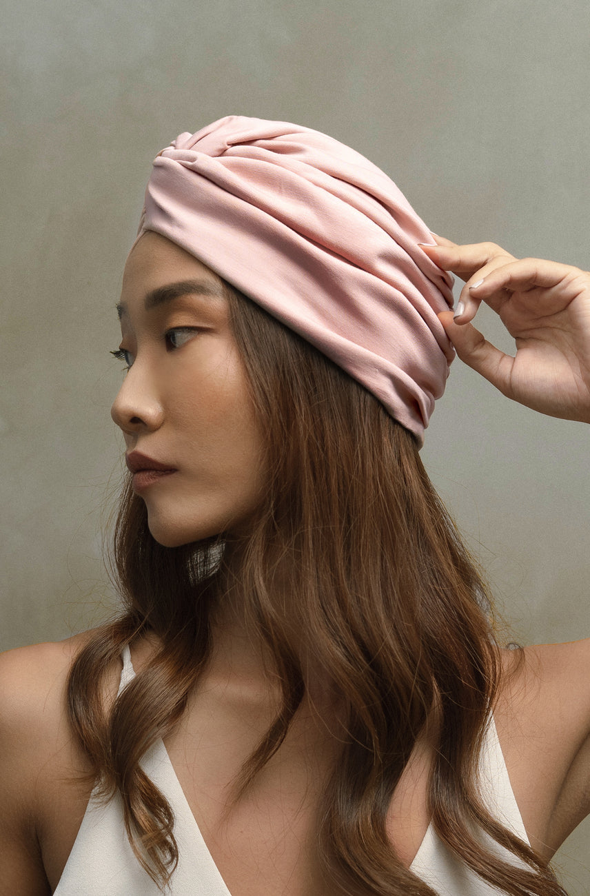 Chemo Turbans and Chemo Caps for women experiencing hair loss from cancer. Our chemo turbans are lined in satin to protect the hair and scalp