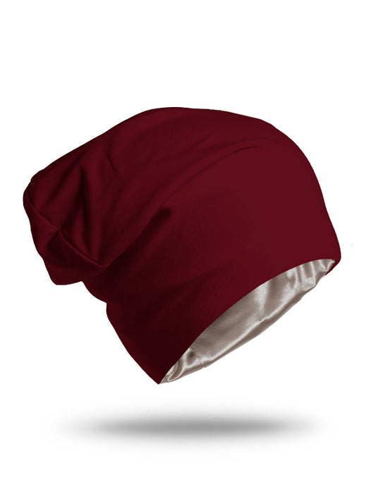 Satin-Lined Paprika Red Sleep Beanie Bonnet