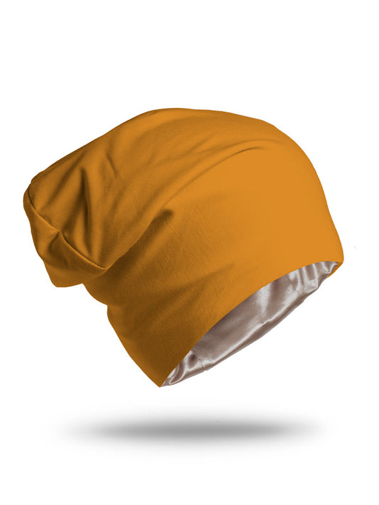 Satin-Lined Mustard Sleep Beanie Bonnet