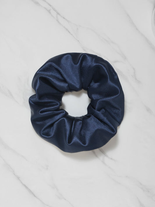 Navy Blue Satin Scrunchie Hair Tie