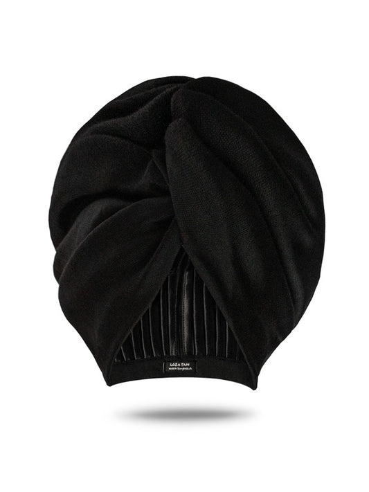 Black Classic Satin-Lined Head Wrap