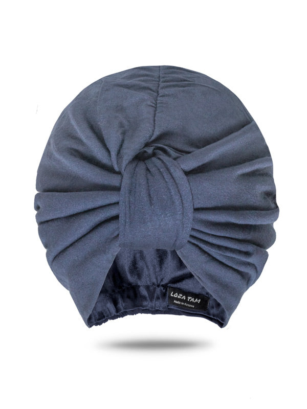 slate blue head wrap for women; chemo turban for women